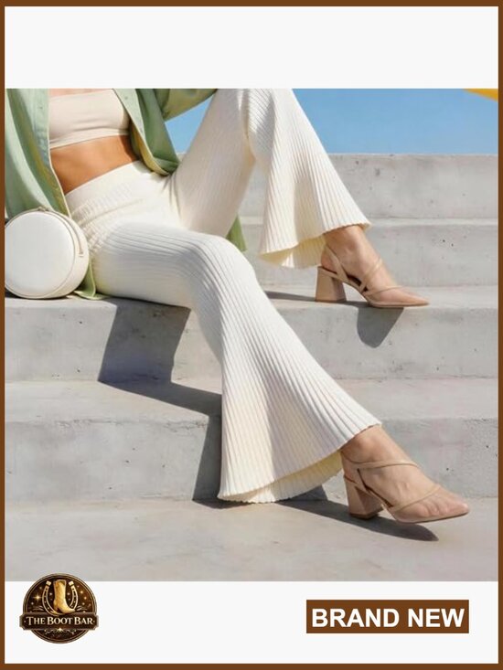 womens slingback closed toe block chunky low heel pumps 2 36  Closed Pointed Toe Slingback Chunky Mid Heel Pumps Wedding Dress Shoes